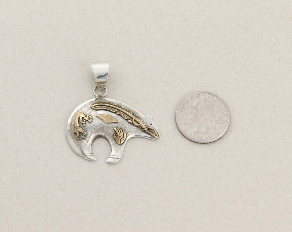 Sterling Silver & 12k Gold Fill Bear Pendant Only - Mark Yazzie Native American - Picture 4 of 6
